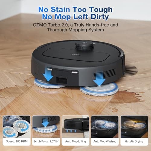 ECOVACS DEEBOT N30 Omni Robot Vacuum and Mop, 10000Pa Suction, TruEdge Adaptive Edge Mopping, ZeroTangle 2.0 Technology, Hot Air-Drying, Self-Emptying, Auto-Lift Mopping, Obstacle Avoidance 6