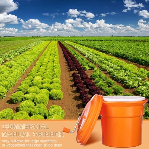 Pickmesh 5.5 Gallon/ 22 Qt Commercial Manual Salad Spinner Restaurant Large Fruit Vegetable Lettuce Spinner Lettuce Dryer Salad Washer with Extended Draining Tube 7
