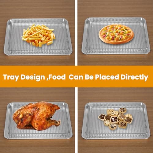 2Pcs Stainless Steel Oven Air Fryer Basket and Tray Replacement for Cuisinar TOA-060 and TOA-065 Toaster Oven Deep Fryer Parts & Accessorie, 12.4"x11" Baking Sheet Tray Pan for Cooking Bread Broiling 6