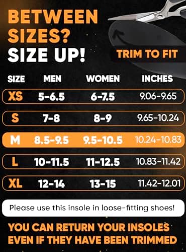 CRUVHEAL High Arch Support Inserts Men Women - Plantar Fasciitis - Comfort for Foot Pain Relief - Anti-Fatigue - Orthotic Shoe Insoles (M, Black) 5