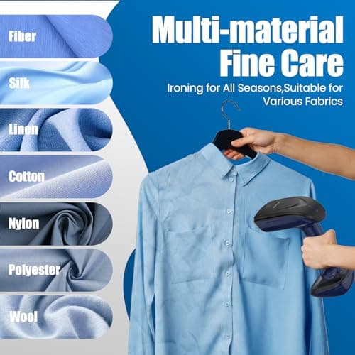 Powerful Handheld Fabric Steamer - 1800W with Fast Ceramic Heat-Up Plate, 2-in-1 Ironing & Wrinkle Remover, Steam Nozzle, Lint Brush - Blue, for US 120V Only 8