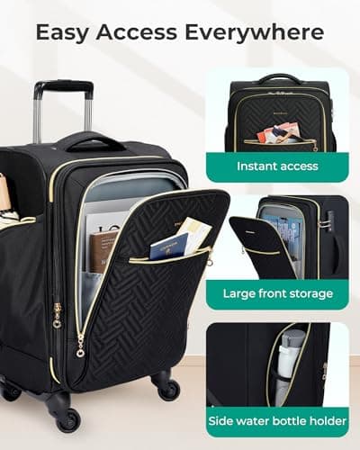 BAGSMART Carry On Luggage 20 Inch,Softside Expandable Suitcase with Spinner Wheels, Luggage 22x14x9 Airline Approved Rolling Lightweight Suitcases for Women Men, Compact Carry-On (Black) 7