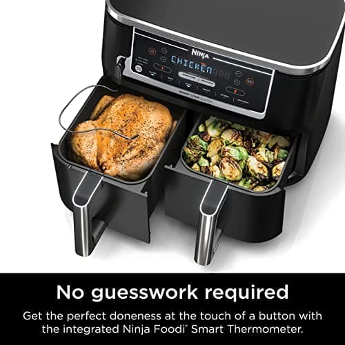 Ninja DZ550 Foodi 10 QT 6-in-1 DualZone Smart XL Air Fryer with 2 Independent Baskets, Smart Cook Thermometer for Perfect Doneness, Match Cook & Smart Finish to Roast, Dehydrate & More, Grey 5