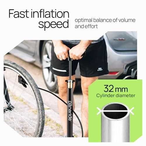 Bike Pump with Gauge - Floor Bike Pumps for Road & Mountain Bikes, Presta & Schrader Valve, 160 PSI, 2-Inch Dial, Includes Needle & Ball Adapters, Foldable Footrest, Angle Adapter 6