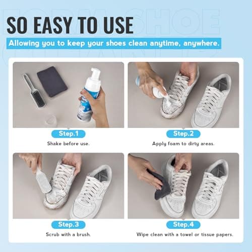 LANBEIDE Shoe Cleaner, Shoe Cleaning Kit-6.76 Oz Sneaker Cleaner with Brush and Towel, White Shoe Cleaner Works on Leather, Knit, Canvas, Suede, PU, Fabric, Boots 6