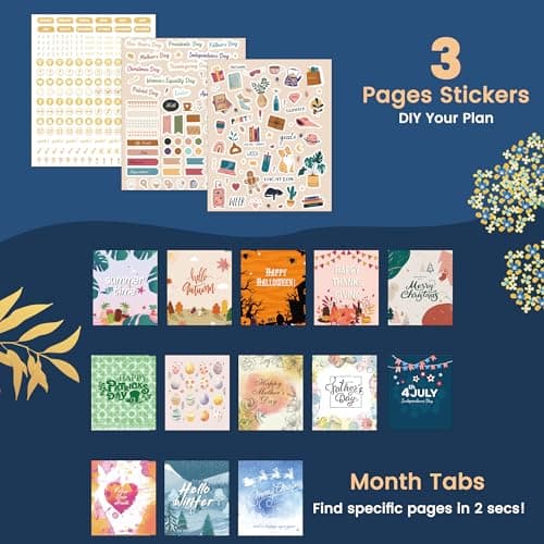 CAGIE 2026 Planner Weekly and Monthly​, Jan-Dec 2026 8.3 x 9.3 Inch Hardcover Spiral Bound, 13 Tabs and Pocket, Floral Daily Planner​ for Women, Perfect 2026 Yearly Calendar Planner​ 5