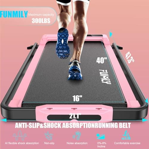 FUNMILY 2.5HP Folding Compact Treadmills with Remote Control,LED Touch Screen,Electric Machine, Incline Walking Pad Treadmill with Handle Bar 7