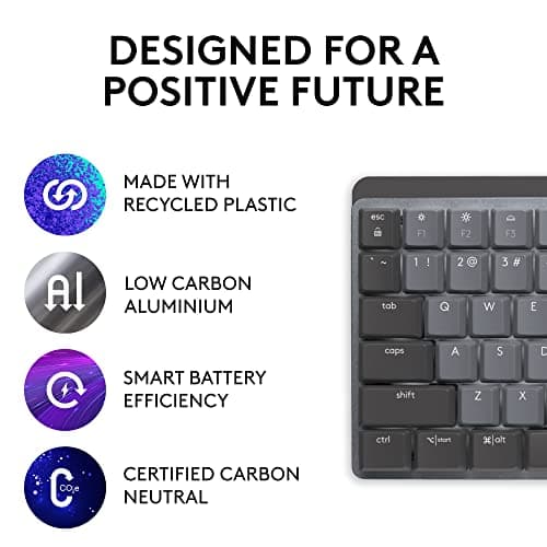 Logitech MX Mechanical Wireless Illuminated Performance Keyboard, Clicky Switches, Backlit Keys, Bluetooth, USB-C, macOS, Windows, Linux, iOS, Android (Renewed) 5