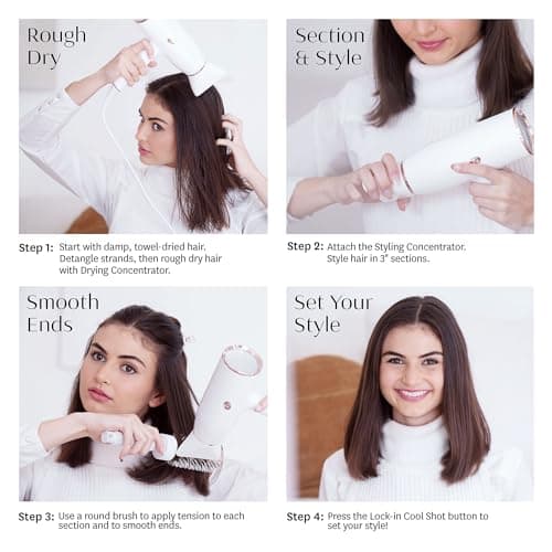 T3 AireLuxe Professional Ionic Hair Dryer and Brush Set, with 5 Heat and 3 Speed Settings, Ion Generator, Cool Shot, Includes Paddle Brush and 2.5" Round Brush 10