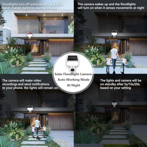NIUNIUEV Solar Floodlight Security Camera,Wireless Outdoor Security PTZ Camera,100% Wire-Free,2K HD Resolution,2.4GHz WiFi Camera,Color Night Vision,Two-Way Talk (Only Camera) 9