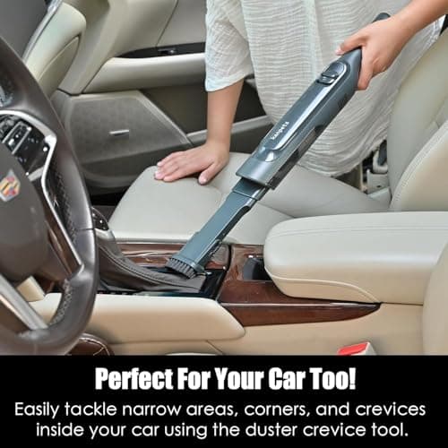 PROMOMO Handheld Vacuum Cordless, Lightweight 1.4lb with Powerful Suction, Charging Dock, Single Touch Empty and Detachable Dust Cup, Portable Mini Car Vac for Home Pet Car 7