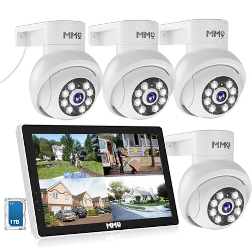 【Wireless Pro, 3K &10CH】5MP Security Cameras Wireless Outdoor with 10.1" LCD Monitor, 4PCS WiFi PTZ Security Cameras with 4K NVR for Home Surveillance,1TB HDD, Auto Track, 2-Way Audio,Motion Alert,5G 9