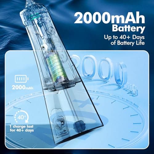 Cordless Water Dental Flosser for Teeth, with 8 Jet Tips, 300ML Tank Oral Irrigator Portable with 4 Modes IPX7 Waterproof Rechargeable Water Floss for Home Travel, Adults Teeth Cleaning (Black) 6