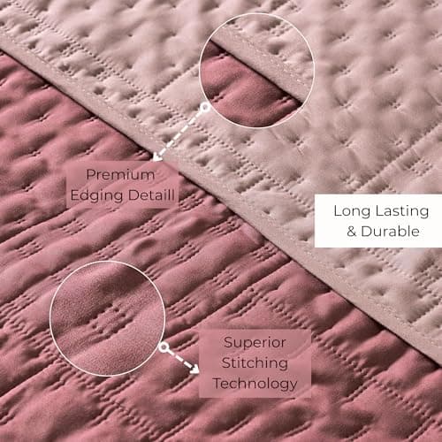 Vianney Queen Comforter Novo Blush Bedding 91x93 Inches Reversible Lightweight Quilt Blanket Soft Cozy All-Season Bedspread in Blush Pink and Pale Pink 7