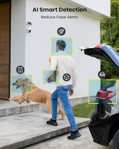 ieGeek Security Cameras Wireless Outdoor, 2K Solar WiFi Camera for Home Security System, Battery Powered Surveillance Cam with Solar Panel, 360° PTZ Color Night Vision, Motion Sensor, Works with Alexa 5