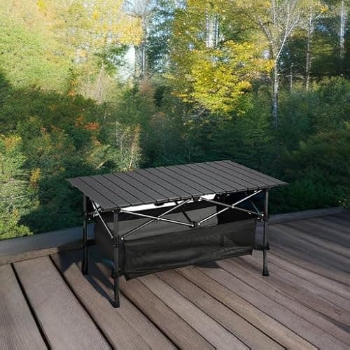 WUROMISE Lightweight Aluminum Folding Camping Table (37.13” x 21.57” x 19.69”), Portable Roll-Up Design for Outdoor, Camping, Beach, BBQ, Patio, and Picnic, Durable & Waterproof with Carrying Bag 6
