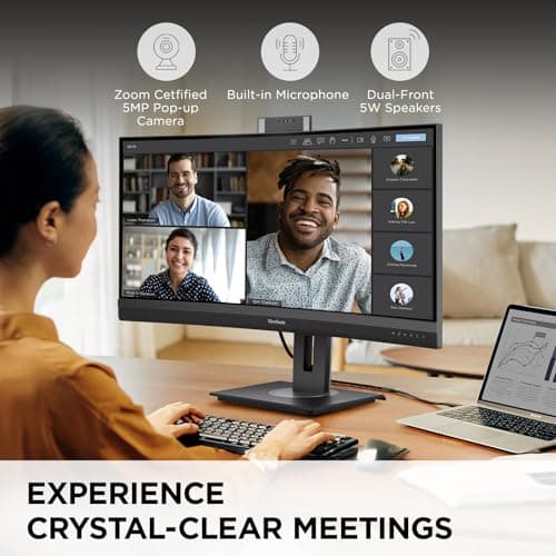 ViewSonic VG3457CV 34 Inch Ultrawide QHD 1440p Curved Video Conferencing Docking Monitor with Windows Hello Compatible IR Webcam, Advanced Ergonomics, and 100W USB C for Home and Office 2