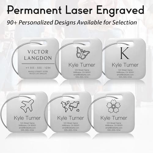 KCULE Customized Stainless Steel Luggage Tags: Personalize Your Suitcases, Backpacks, and Bags with Your Text (Silver) 5