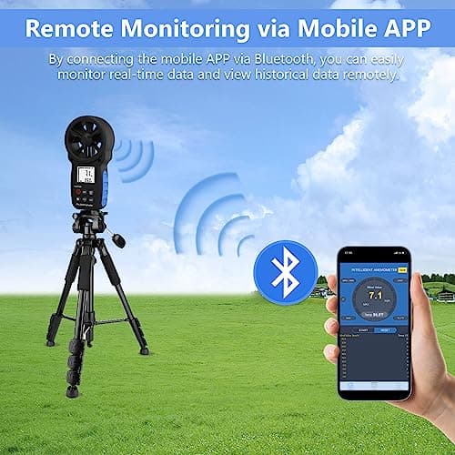 HoldPeak Handheld Anemometer Bluetooth, Digital Wind Speed Gauge Meter, Air Flow Velocity Temperature CFM Measuring Device for HVAC Outdoor Sailing Shooting Golf, 866B-APP 2