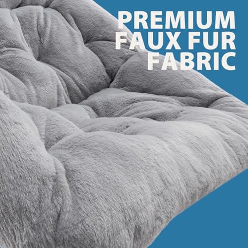 Oakham Comfy Chair for Adults, Soft Faux Fur Folding Lounge for Bedroom Living Room Dorm Rooms Flexible Reading Chair for Teens Kids, X-Large Foldable (Faux Fur-Grey) 3