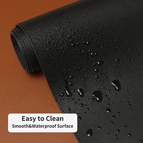 Leather Desk Pad,Wolaile 36x17 inch Large Mouse Pad,Waterproof Non-Slip Writing Desk Blotter,Computer Mat Desktop Protector for Office Home,Black 8