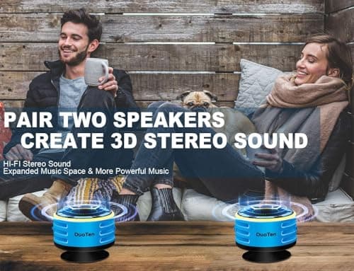 Bluetooth Speakers, DuoTen IPX7 Waterproof Wireless Portable Bluetooth Speakers w/LED Display, FM Radio, Suction Cup, Light Show, Loud Stereo Sound and Bass for Shower, Pool, Party, Travel, Outdoors 5