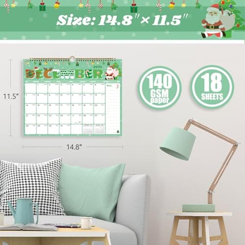 XISIDO 2025-2026 Wall Calendar, Calendar 2025-2026, 18 Month Calendar July 2025 - December 2026, 14.8" X 11.5", Calendar with Twin-Wire Binding, Hanging Hook and Julian Dates (Seasonal Designs) 5
