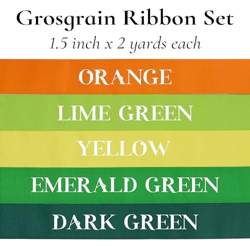 Midi Ribbon 1-1/2 inch Grosgrain Ribbon 20 Solid Color Assortment, 1.5" X 2 Yard Each, Total 40 Yds Per Package, Wide Ribbons Thick Fabric Ribbons for Crafts, Hair Bow Supplies 6