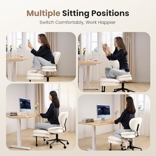 Cross Legged Office Chair, Ergonomic Cloud Criss Cross Desk Chair, Meditation Chair with Wheels, Height Adjustable Seat for ADHD, Wide Kneeling Chair with Back Support 3
