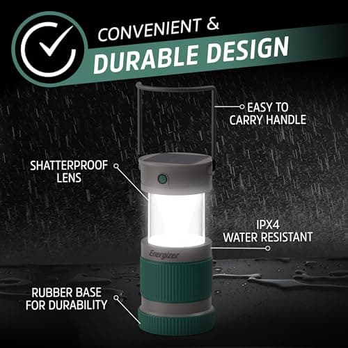 Energizer S-500 Hybrid Power Camping Lantern, Solar, Rechargeable, or AA Battery Powered, IPX4 Water Resistant Bright LED Lantern 5