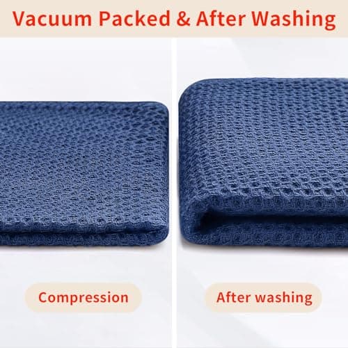 Homaxy 100% Cotton Waffle Weave Kitchen Dish Towels, Ultra Soft Absorbent Quick Drying Cleaning Towel, 13 x 28 Inches, 4-Pack, Navy Blue 7
