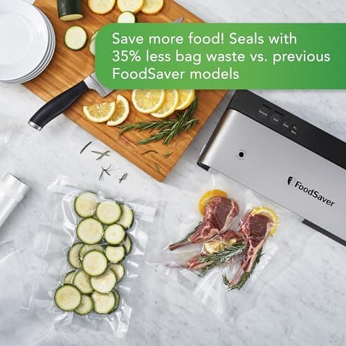FoodSaver PowerVac Compact Vacuum Sealing Machine Stainless Steel & Black Vertical Storage VS0150 | Preserves freshness reduces bag waste for both dry and wet food 5