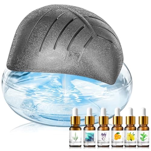 Water Air Purifier for Home with Essential Oil Diffuser & Humidifier, Rainbow Air Washer with LED Mood Light- Includes 6x10ml Essential Oils, Air Revitalizer for Smoke and Pets, Grey