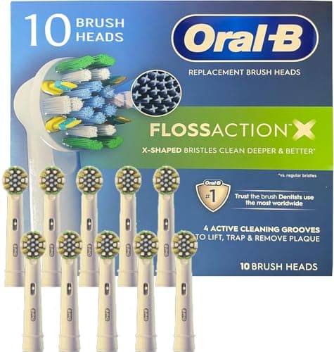 Floss Action Replacement Heads - Electric Toothbrush Heads 10-Count - Compatible with Oral B