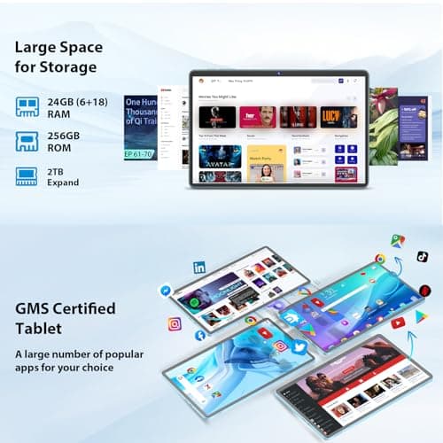 Suicoey 2026 11 inch Android 15 Tablet with Keyboard, 24GB+256GB, 2TB Expand, 8000mAh, 5MP+13MP, 5G WiFi, Gemini AI, Split Screen, Widevine L1, 2 in 1 Tablets PC with Case, Mouse, Stylus(Silver Case) 4