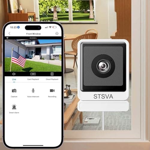 STSVA 3MP 2K Window Security Camera,2.4G&5G WiFi Indoor Camera for Home with Color Night Vision,24/7 Recording,Motion Detection,Support SD Card and US Cloud Storage.(1PCS)