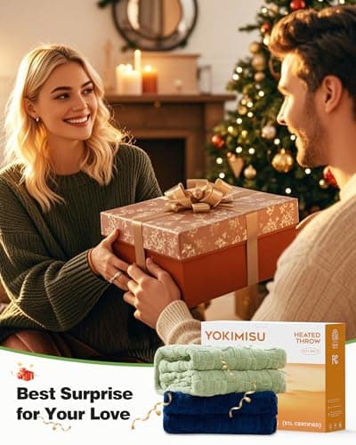 Yokimisu Heated Throw Blanket 50"x60" - 9-Level Fast Heating & 1-10H Timer, Fluffy Plush Blanket with Snap Buttons for Secure Fit, Soft Cozy Gift for Women/Men, for Couch, Bed & Office, Green 8