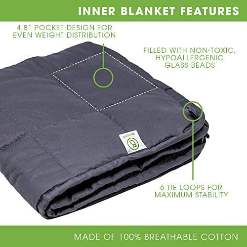 BARMY Weighted Lap Blanket (48"x24", 6lbs) Weighted Lap Pad with Removable Cover for Adults, Teens and Kids, Cotton Inner Blanket, Weighted Throw Blanket - Cool Gray 5