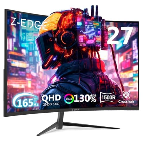 Z-Edge 27 inch Curved Gaming Monitor, QHD 1440P 165Hz 144Hz Curved 1500R Computer Monitor, MPRT 1ms Monitor Gaming, 16.7M Colors, UG27Q Frameless Bezel, 2X DP 1.4 Ports and 2X HDMI 2.0 Ports