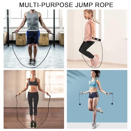 2-in-1 Weighted Jump Rope with Counter - Corded & Cordless Skipping Rope with LCD Display, Adjustable Length Steel Ball Bearings Jumping Rope for Adults Fitness, Home Gym Workout 8