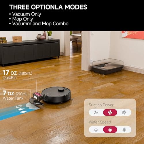 Robot Vacuum and Mop Combo – Precise LiDAR Navigation, Smart Home Robot Map, Vacuum/Mop/Combo Cleaning Mode, Auto Recharge, Customized Cleaning, APP/Remote/Voice Control, for Hard Floors and Carpets 5