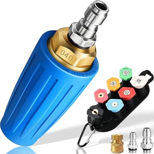 Selkie Turbo Nozzle for Pressure Washer, 4000 PSI Rotating Turbo Nozzle 1/4" Quick Connect, 7 Pieces Spray Nozzle Tips & Nozzle Holder, Multiple Degrees Washing, Additional 1.1 mm Orifice Nozzle