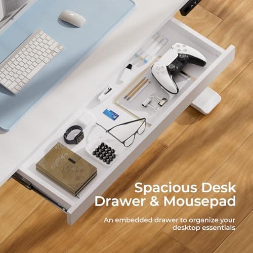 COMHOMA Electric Standing Desk with Drawers, 48 x 24'' Sit Stand up Desk with Monitor Stand, Laptop Stand, Height Adjustable Ergonomic Home Office Computer Desk with Memory Preset Controller 7