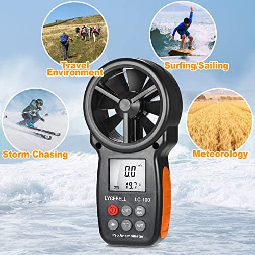 Anemometer Handheld, Portable Anemometer for Measuring Wind Speed Temperature 5
