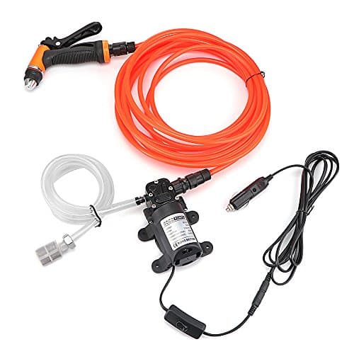 Car Washer Kit - Portable Pressure Washer 12V Water Pump Car Washer, 100W 130PSI, Electric High Pressure Water Washing Kit for Car, Garden, Home, Cleaning, No Automatic on/Off Switch