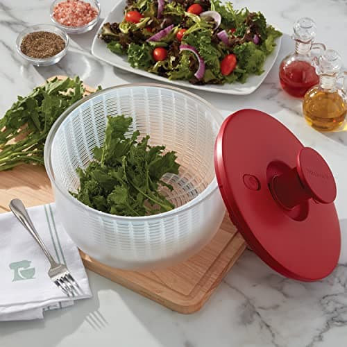 KitchenAid Universal Salad Spinner with Removable Bowl, Colander and One Handed Pump Mechanism, Large Bowl Nests and Features Non Slip Base, 7.43 Quart, Empire Red 6
