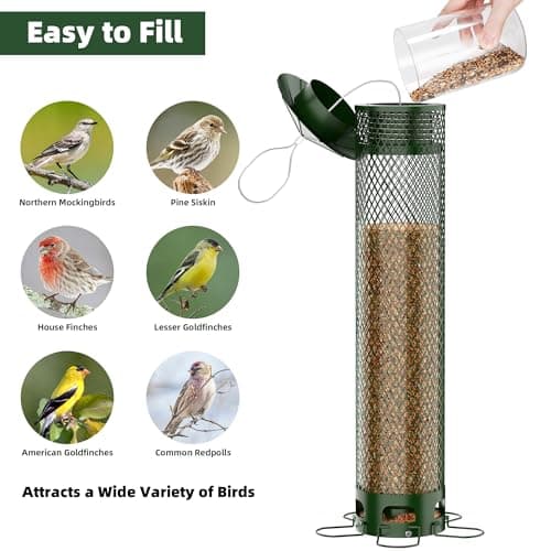 Lager Bird Feeder,Metal Squirrel Proof Bird Feeders for Outdoors Hanging 5.5LB Capacity,Easily Beat Squirrels,Attracting Finch,Cardinal,Chickadee 6