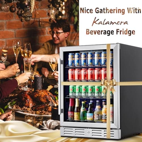 Kalamera 24 inch Beverage Refrigerator - 154 Cans Capacity Beverage Cooler- Fit Perfectly into 24" Space Built in Counter or Freestanding - for Soda, Water, Beer or Wine - For Kitchen, Bar or Office 7