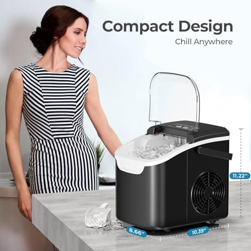 Antarctic Star Countertop Ice Maker Machine, 8 Ice Cubes in 6 mins, 26lb/Day Ice with 2 Sizes- Portable Mini, Energy Saving & Basket/Scoop for Home/Party/Travel/Camping/Bar, Dark Black 7