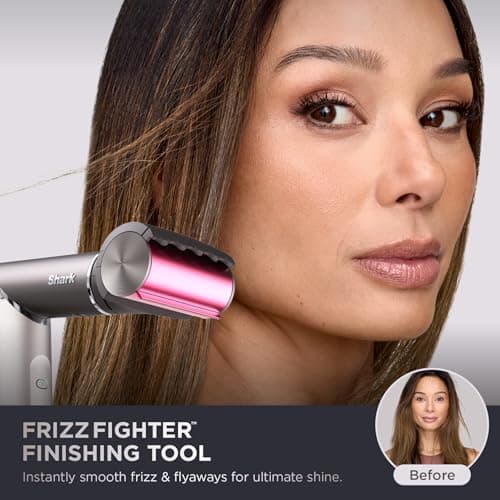 Shark Flex Fusion Hair Straightener & Powerful Hair Dryer with Fusion Hair Brush, Air Styler with Auto-Wrap Hair Curlers, Concentrator, & Frizz Fighter, Metallic Mist, HD651S 5